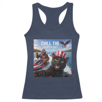 Patriotic Bigfoot And Cat Racerback Tank Top Chill The Fourth Out