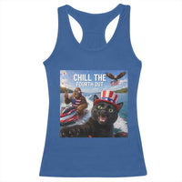 Patriotic Bigfoot And Cat Racerback Tank Top Chill The Fourth Out