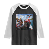 Patriotic Bigfoot And Cat Raglan Shirt Chill The Fourth Out