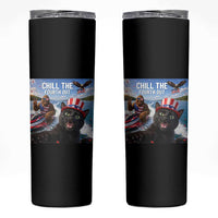 Patriotic Bigfoot And Cat Skinny Tumbler Chill The Fourth Out