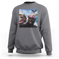 Patriotic Bigfoot And Cat Sweatshirt Chill The Fourth Out