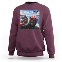 Patriotic Bigfoot And Cat Sweatshirt Chill The Fourth Out