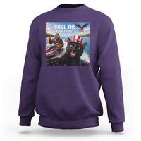 Patriotic Bigfoot And Cat Sweatshirt Chill The Fourth Out