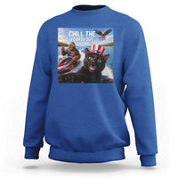 Patriotic Bigfoot And Cat Sweatshirt Chill The Fourth Out