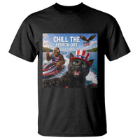 Patriotic Bigfoot And Cat T Shirt Chill The Fourth Out