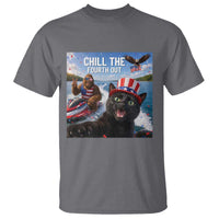 Patriotic Bigfoot And Cat T Shirt Chill The Fourth Out