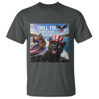 Patriotic Bigfoot And Cat T Shirt Chill The Fourth Out