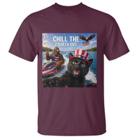 Patriotic Bigfoot And Cat T Shirt Chill The Fourth Out