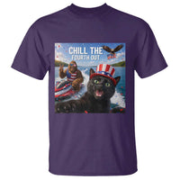 Patriotic Bigfoot And Cat T Shirt Chill The Fourth Out