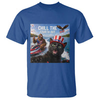 Patriotic Bigfoot And Cat T Shirt Chill The Fourth Out