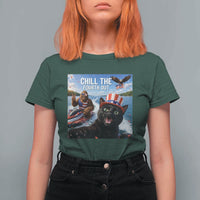 Patriotic Bigfoot And Cat T Shirt For Women Chill The Fourth Out