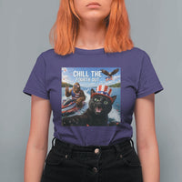 Patriotic Bigfoot And Cat T Shirt For Women Chill The Fourth Out