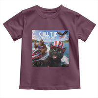 Patriotic Bigfoot And Cat Toddler T Shirt Chill The Fourth Out