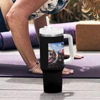 Patriotic Bigfoot And Cat Tumbler With Handle Chill The Fourth Out