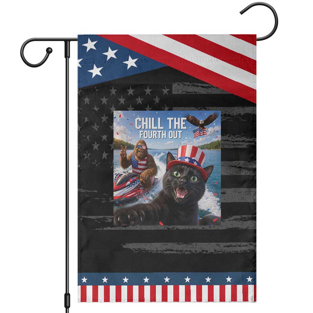 Patriotic Bigfoot And Cat Patriotic Garden Flag Chill The Fourth Out