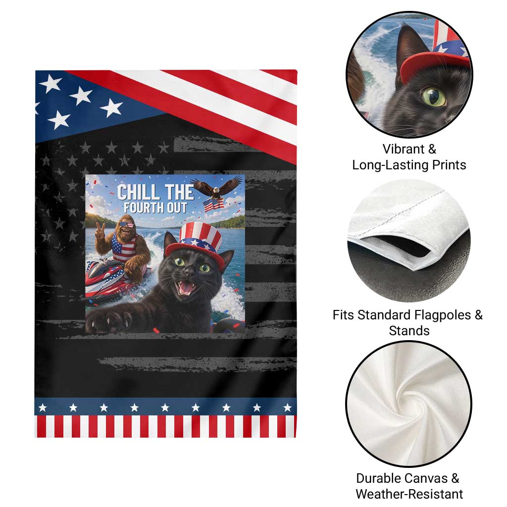 Patriotic Bigfoot And Cat Patriotic Garden Flag Chill The Fourth Out
