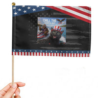 Patriotic Bigfoot And Cat Patriotic Handheld Flag Chill The Fourth Out