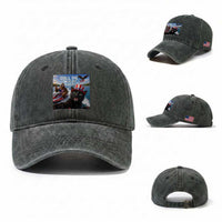 Patriotic Bigfoot And Cat Washed Cotton Baseball Cap Chill The Fourth Out