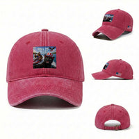 Patriotic Bigfoot And Cat Washed Cotton Baseball Cap Chill The Fourth Out
