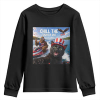 Patriotic Bigfoot And Cat Youth Sweatshirt Chill The Fourth Out