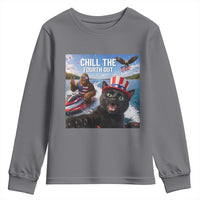 Patriotic Bigfoot And Cat Youth Sweatshirt Chill The Fourth Out