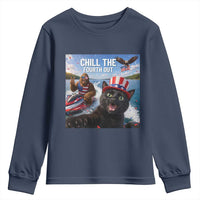Patriotic Bigfoot And Cat Youth Sweatshirt Chill The Fourth Out