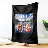 Funny Americana Cat Squad Throw Blanket Chill The Fourth Out