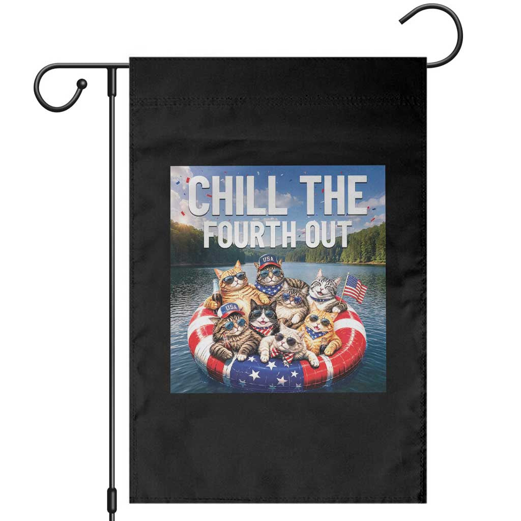 Funny Americana Cat Squad Garden Flag Chill The Fourth Out