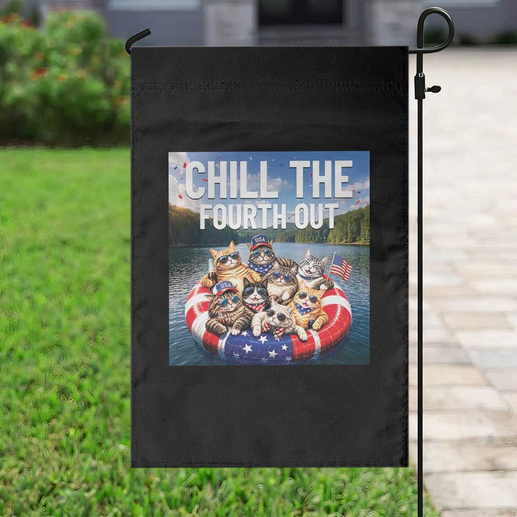 Funny Americana Cat Squad Garden Flag Chill The Fourth Out
