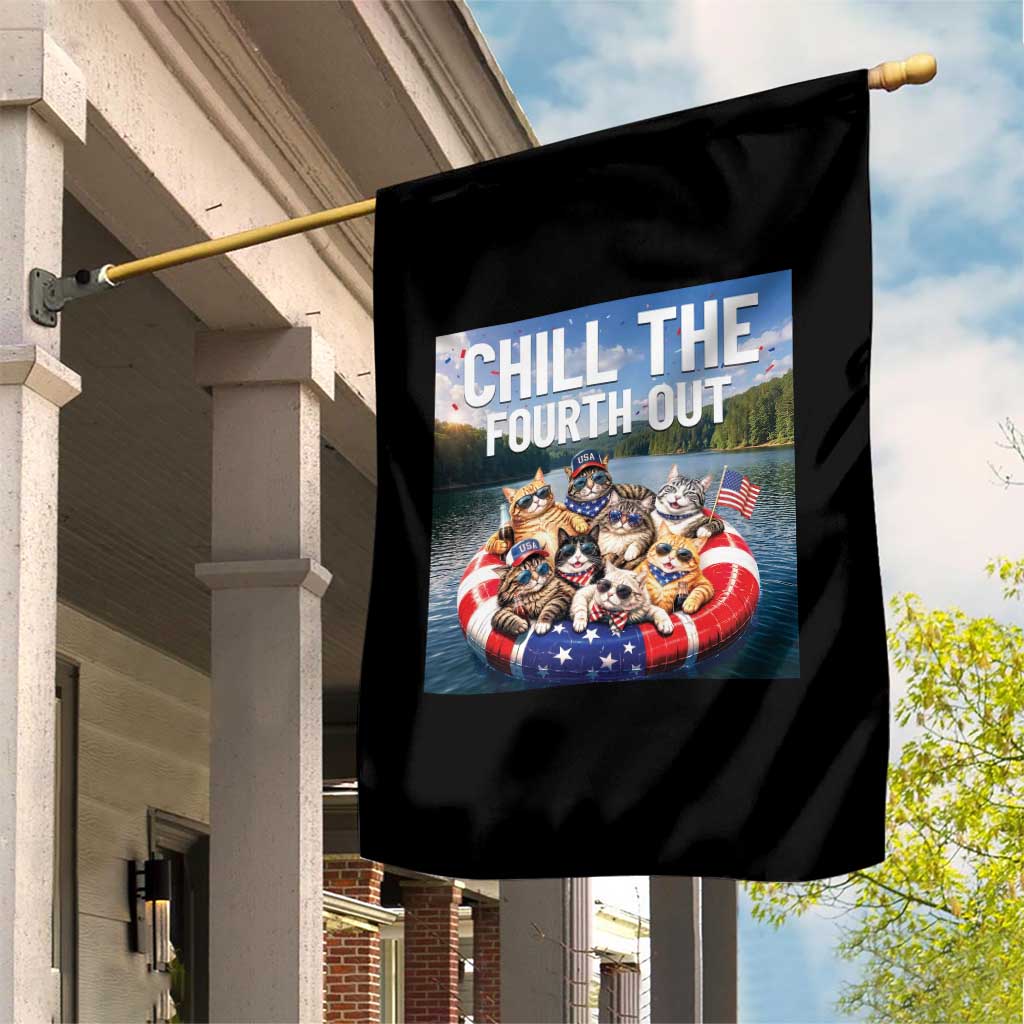 Funny Americana Cat Squad Garden Flag Chill The Fourth Out