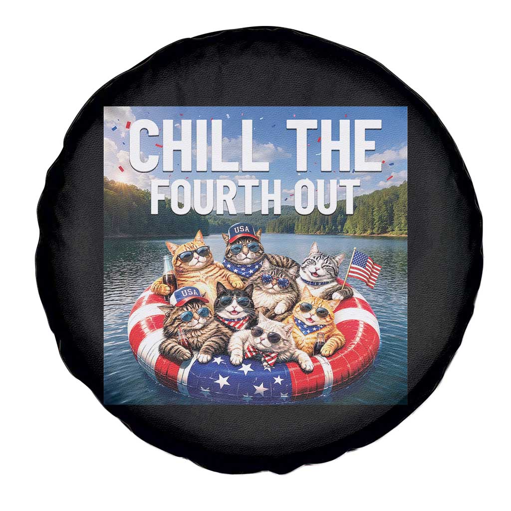 Funny Americana Cat Squad Spare Tire Cover Chill The Fourth Out
