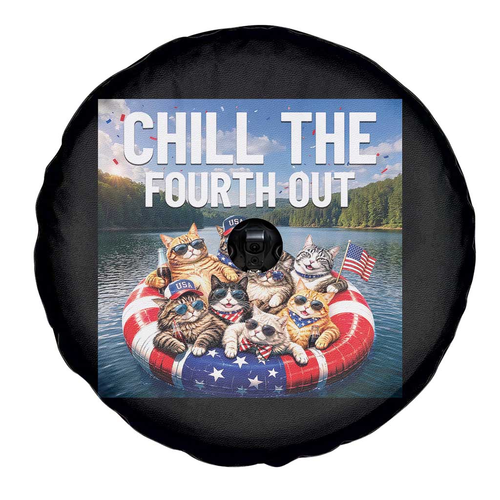 Funny Americana Cat Squad Spare Tire Cover Chill The Fourth Out