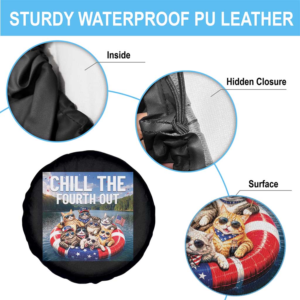 Funny Americana Cat Squad Spare Tire Cover Chill The Fourth Out