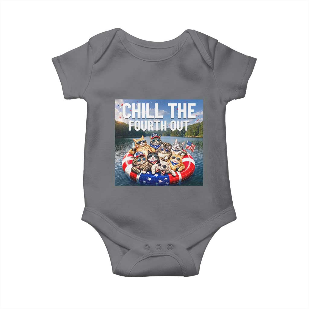 Funny Americana Cat Squad Baby Onesie Chill The Fourth Out