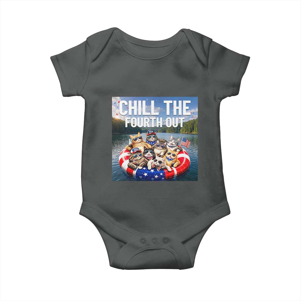 Funny Americana Cat Squad Baby Onesie Chill The Fourth Out