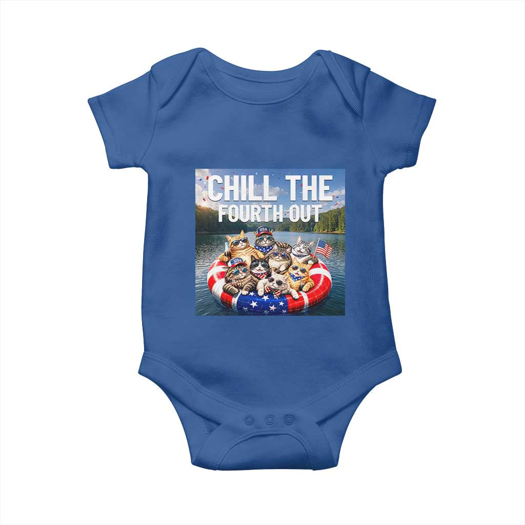 Funny Americana Cat Squad Baby Onesie Chill The Fourth Out