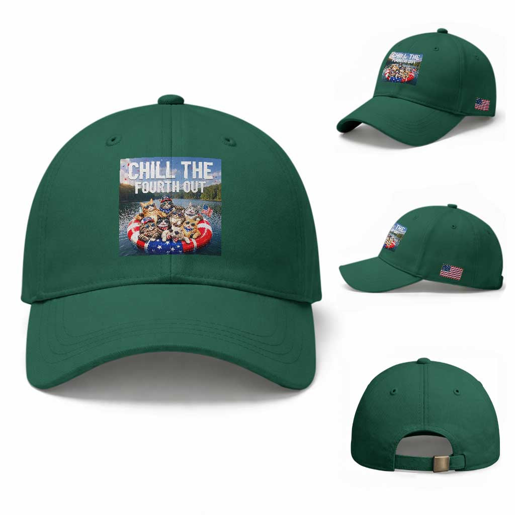 Funny Americana Cat Squad Baseball Cap Chill The Fourth Out