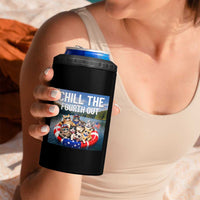 Funny Americana Cat Squad 4 in 1 Can Cooler Tumbler Chill The Fourth Out