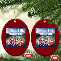 Funny Americana Cat Squad Ceramic Ornament Chill The Fourth Out