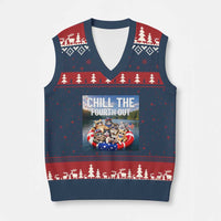 Funny Americana Cat Squad V-Neck Knit Sweater Vest Chill The Fourth Out