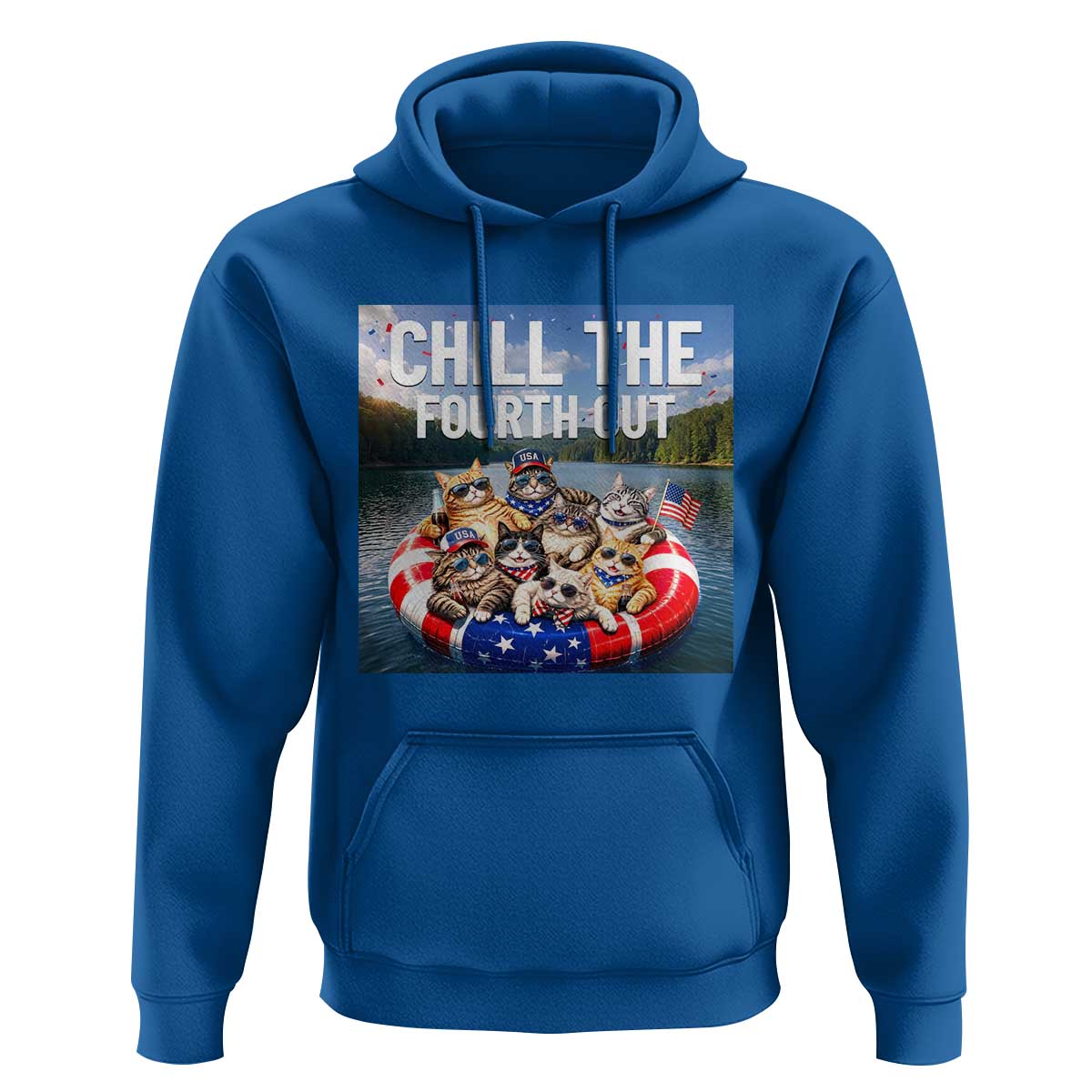 Funny Americana Cat Squad Hoodie Chill The Fourth Out