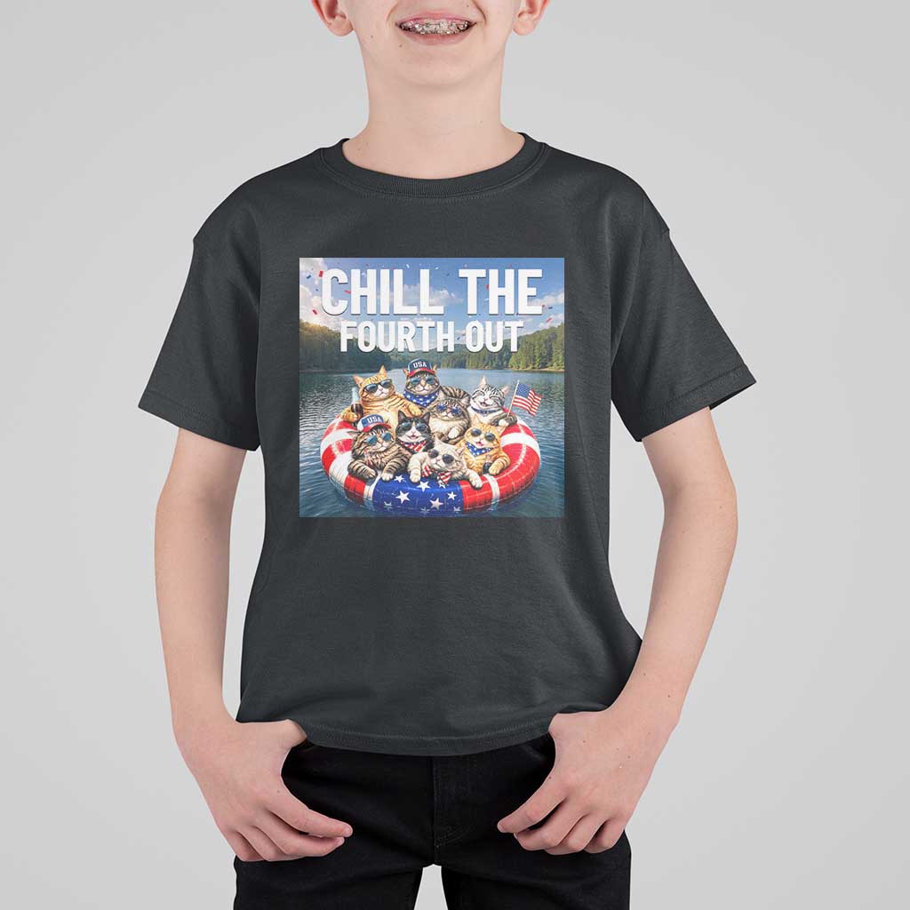 Funny Americana Cat Squad T Shirt For Kid Chill The Fourth Out