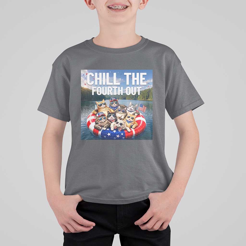 Funny Americana Cat Squad T Shirt For Kid Chill The Fourth Out