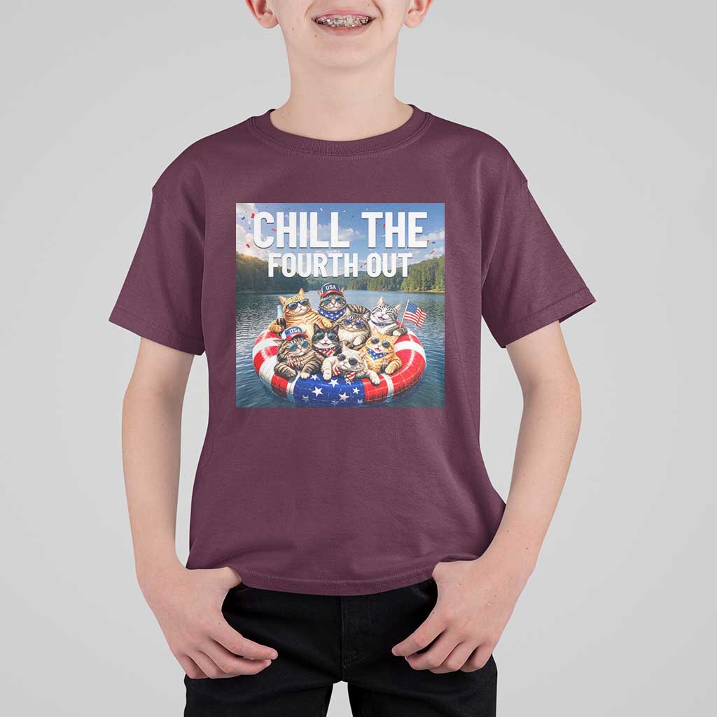 Funny Americana Cat Squad T Shirt For Kid Chill The Fourth Out