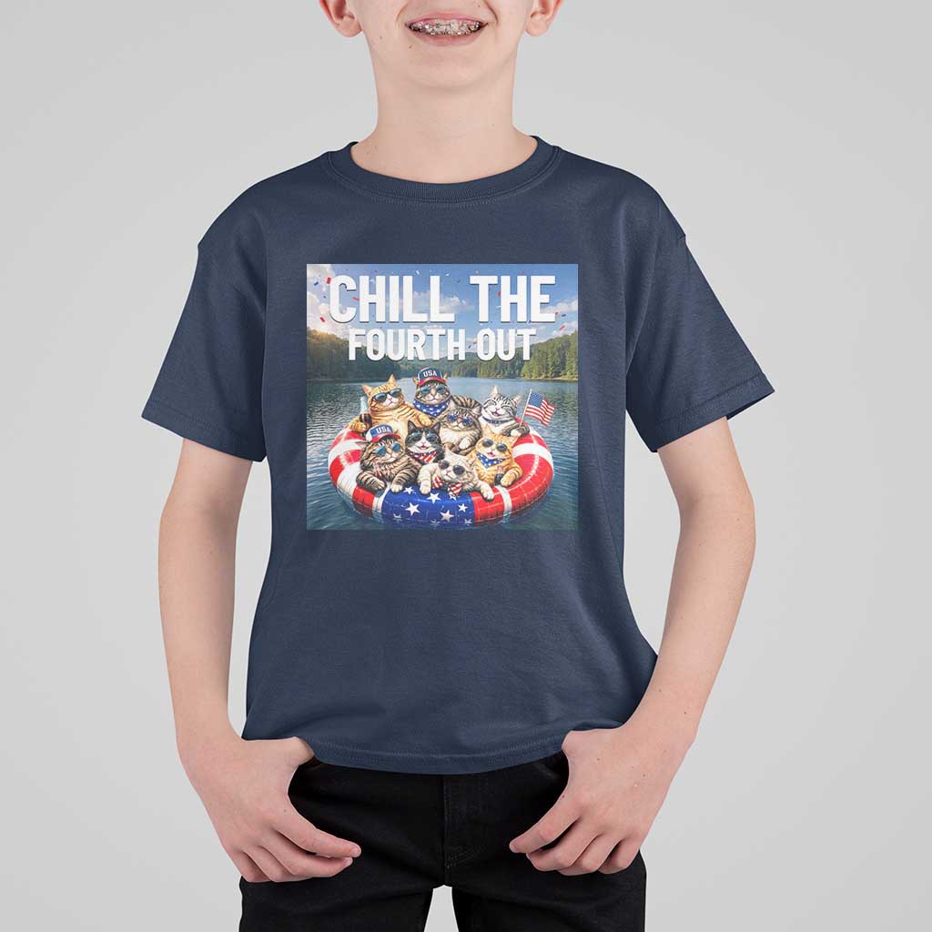 Funny Americana Cat Squad T Shirt For Kid Chill The Fourth Out
