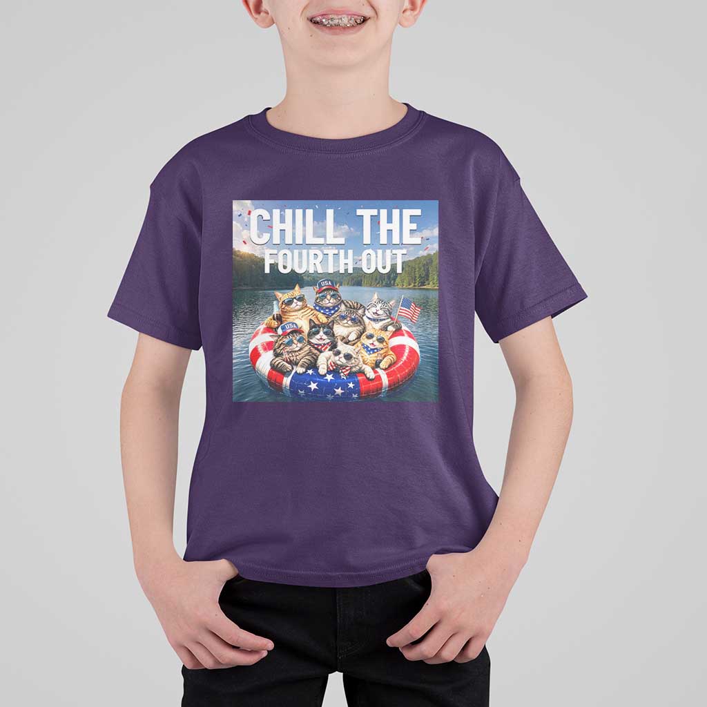 Funny Americana Cat Squad T Shirt For Kid Chill The Fourth Out