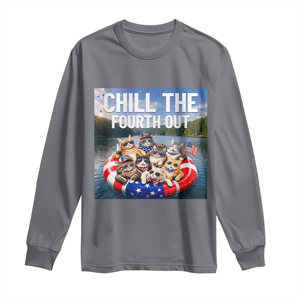 Funny Americana Cat Squad Long Sleeve Shirt Chill The Fourth Out