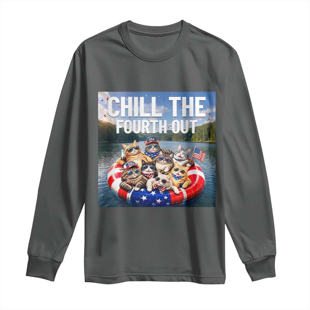 Funny Americana Cat Squad Long Sleeve Shirt Chill The Fourth Out