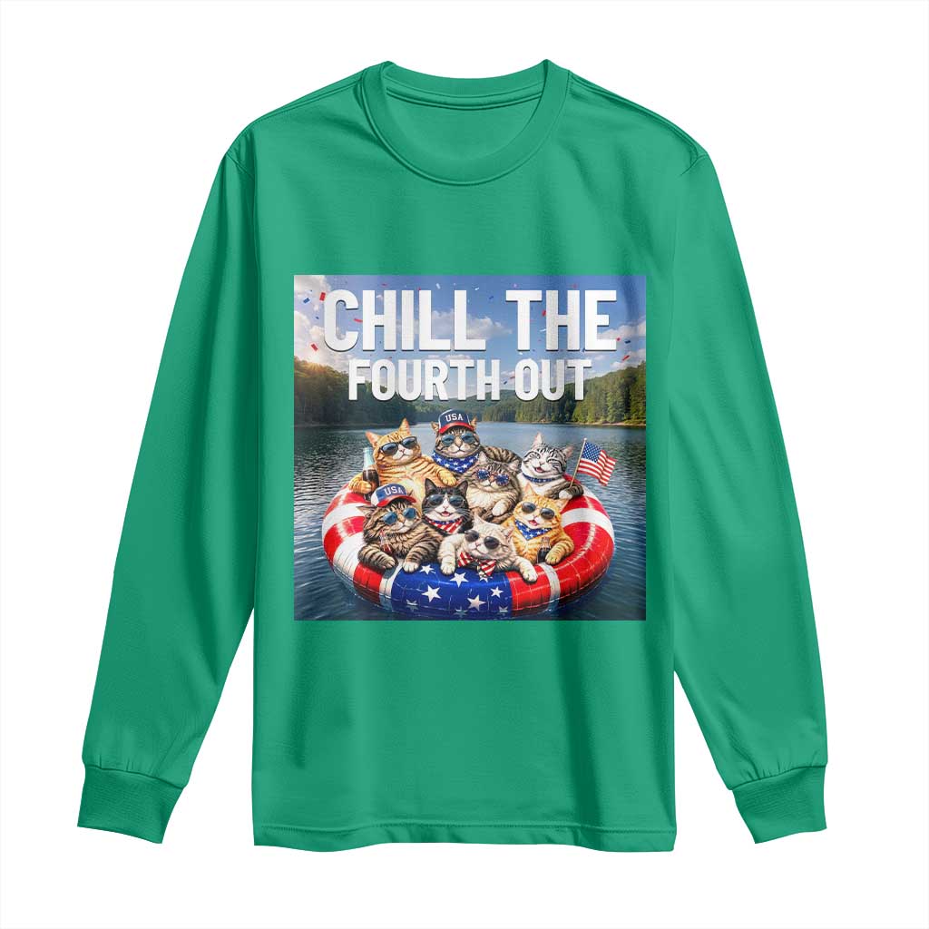 Funny Americana Cat Squad Long Sleeve Shirt Chill The Fourth Out