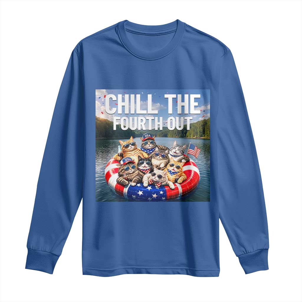 Funny Americana Cat Squad Long Sleeve Shirt Chill The Fourth Out